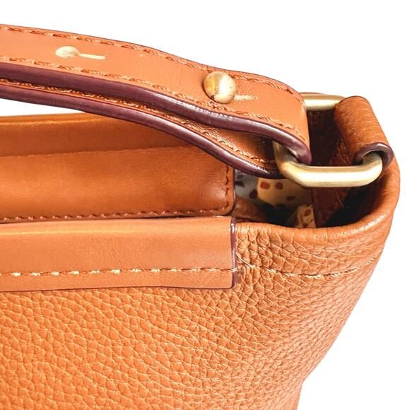 Radley London Leather Crossbody Bag - Soft Caramel Brown Pebbled Leather - Sz M - Picture 5 of 14